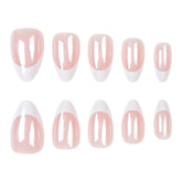 VIBEFICANT GLAZE Chrome Pink Medium Almond French Tip Press on Nails